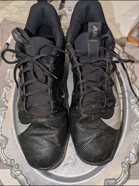 Nike Men’s Black Alpha Cleats Size 12 with Silver Swoosh
